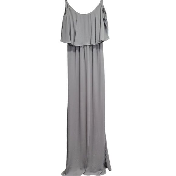 Show Me Your Mumu Caitlin Formal Ruffle Maxi Dress Size Small in Charcoal - Picture 5 of 6